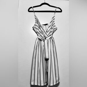 Elegant Black and White Striped Dress